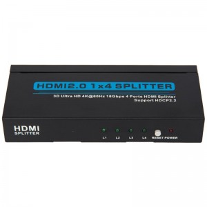Supporto splitter V2.0 HDMI 1x4 3D Ultra HD 4Kx2K @ 60Hz HDCP2.2