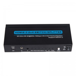 Supporto interruttore \/ splitter HDMI 2x4 V2.0 3D Ultra HD 4Kx2K @ 60Hz HDCP2.2
