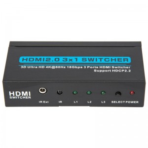 Supporto per switcher HDMI 3x1 V2.0 3D Ultra HD 4Kx2K @ 60Hz HDCP2.2