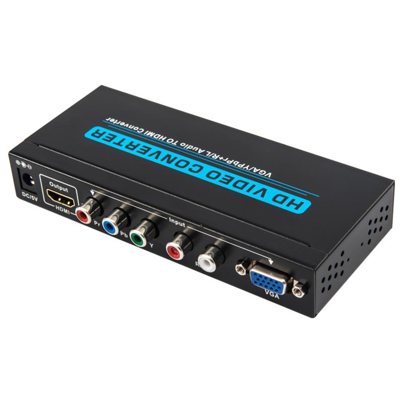 VGA \/ YPbPr + R \/ L Convertitore da audio a HDMI 1080P