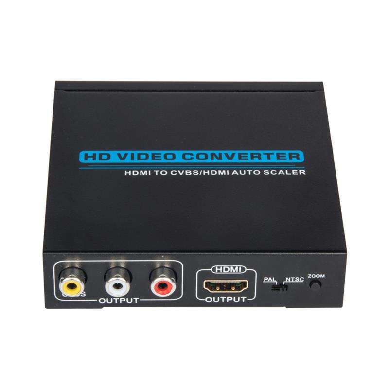 CONVERTITORE HDMI TO CVBS \/ AV + HDMI Scaler automatico 1080P