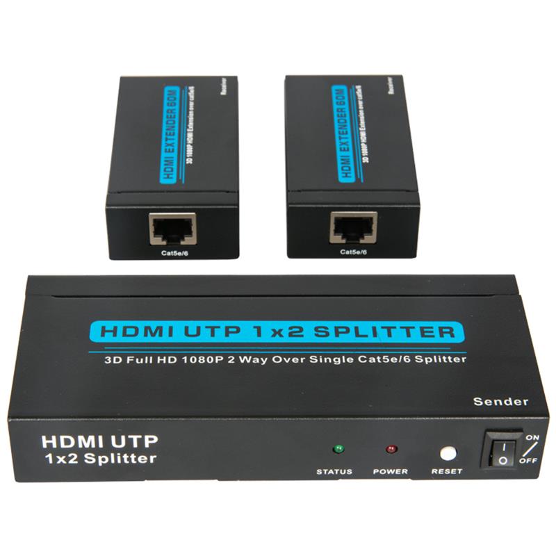2 porte UTP HDMI 1x2 Splitter su Cat5e \/ 6 singolo Con 2 ricevitori fino a 60m