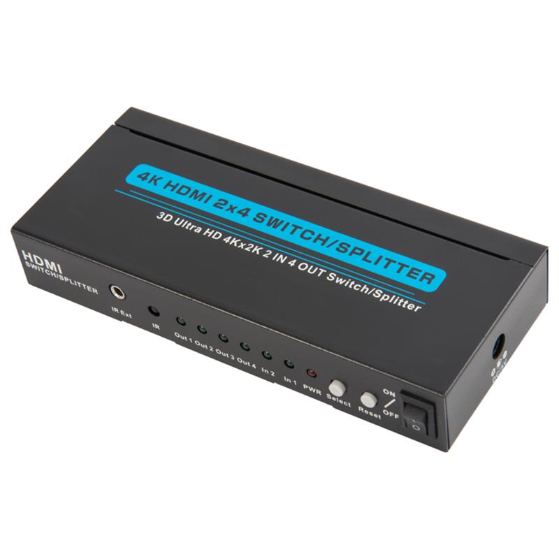 Supporto switcher \/ splitter HDMI 2x4 4K \/ 30Hz 3D Ultra HD 4Kx2K \/ 30Hz