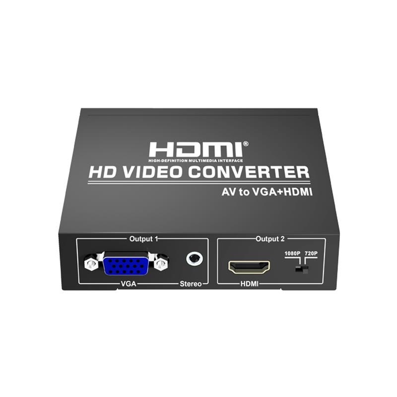 Convertitore da AV a VGA + HDMI Up Scaler 720P \/ 1080P