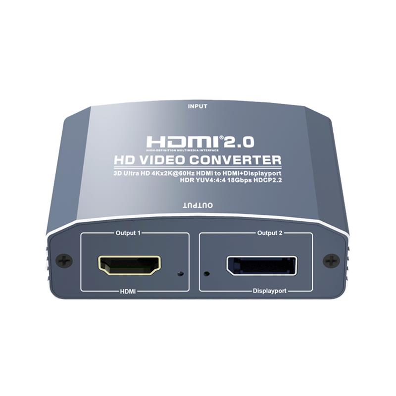 Supporto per convertitore 3D Ultra HD 4Kx2K @ 60Hz da HDMI a HDMI + DP HDMI2.0 18Gbps HDR YUV4: 4: 4 HDCP2.2